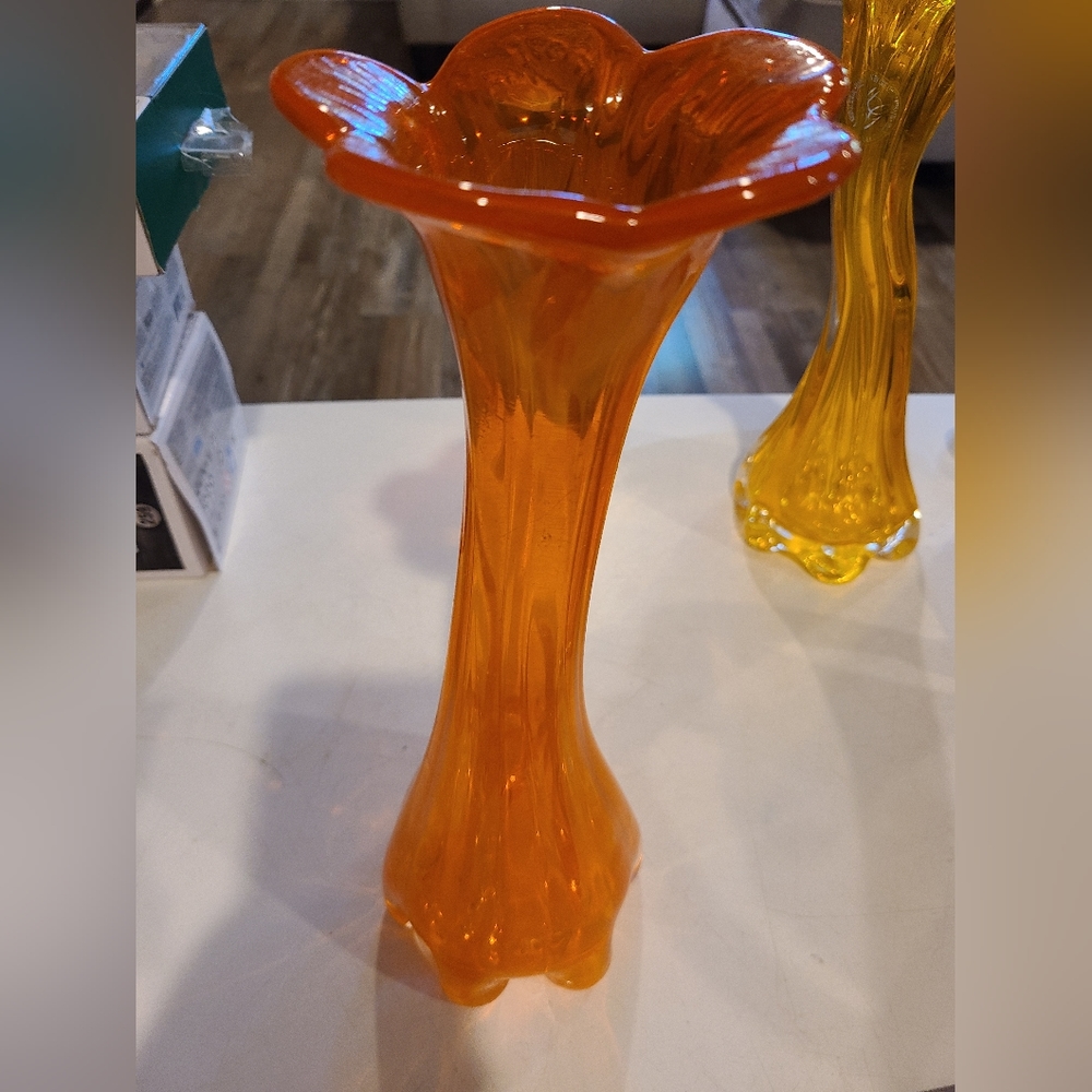 Margies Garden Hand Blown Vase Orange